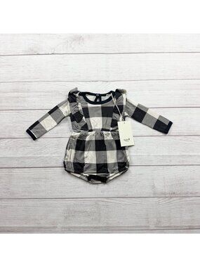 Kyte Baby Plaid Long Sleeve Romper Ruffle Accent NWT 3-6 Months